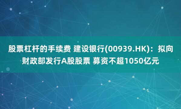 股票杠杆的手续费 建设银行(00939.HK)：拟向财政部发行A股股票 募资不超1050亿元