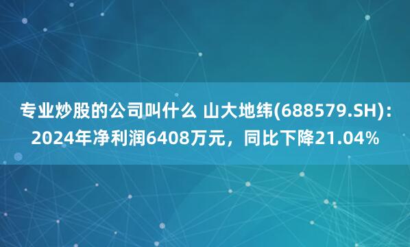 专业炒股的公司叫什么 山大地纬(688579.SH)：2024年净利润6408万元，同比下降21.04%