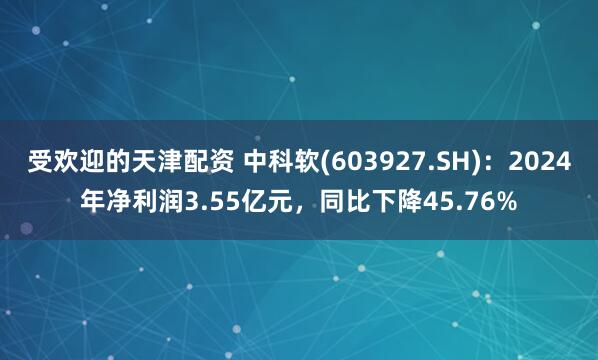 受欢迎的天津配资 中科软(603927.SH)：2024年净利润3.55亿元，同比下降45.76%