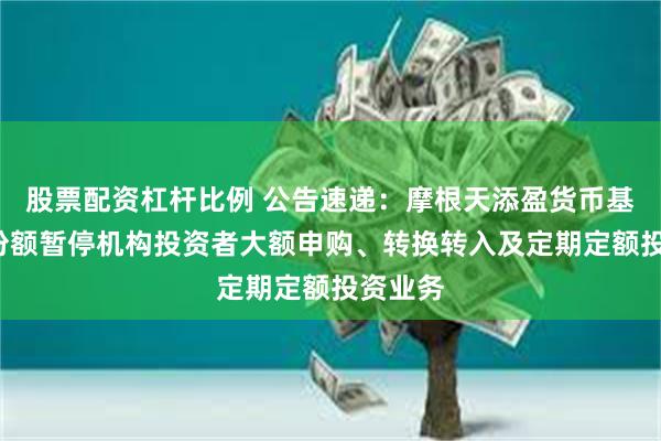 股票配资杠杆比例 公告速递：摩根天添盈货币基金E类份额暂停机构投资者大额申购、转换转入及定期定额投资业务