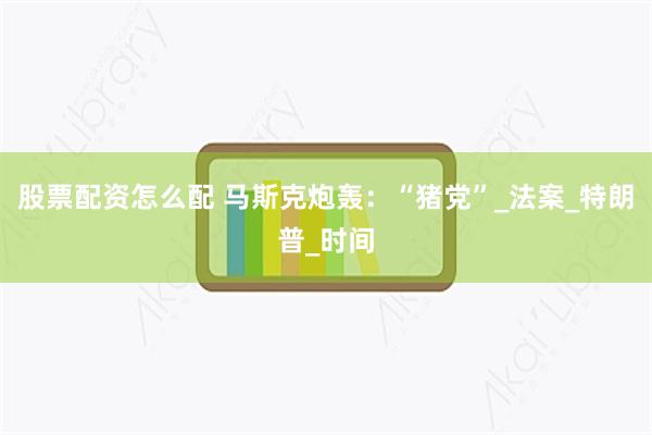 股票配资怎么配 马斯克炮轰：“猪党”_法案_特朗普_时间