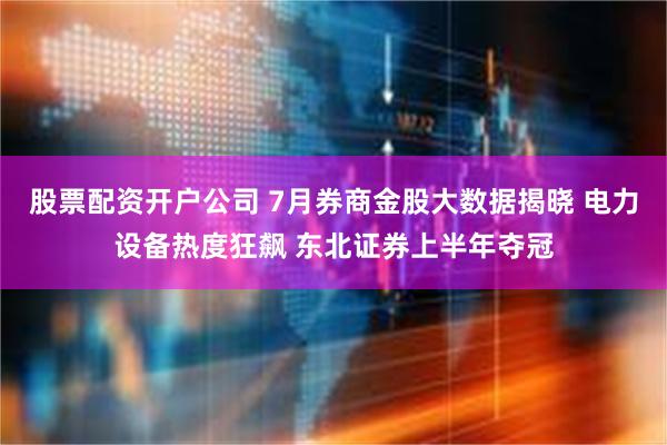 股票配资开户公司 7月券商金股大数据揭晓 电力设备热度狂飙 东北证券上半年夺冠